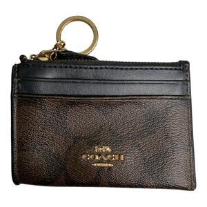 Coach Mini Skinny ID Case Chocolate Brown Leather
